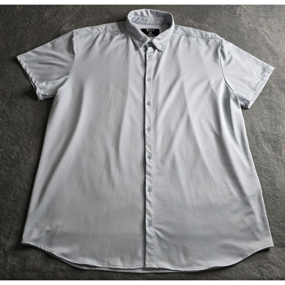 Bylt Executive Fit Shirt Mens 3XL Light Blue Gray Short Sleeve Button Up XXXL